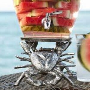 Pottery Barn Silver Crab 🦀 Beverage Dispenser Stand